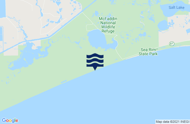 Mapa da tábua de marés em McFaddin Beach, United States