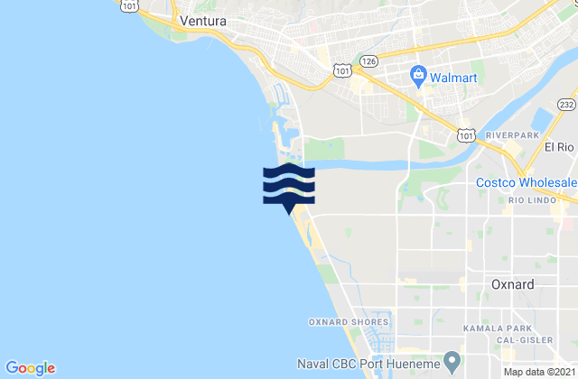 Mapa da tábua de marés em McGrath State Beach, United States
