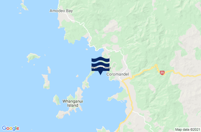 Mapa da tábua de marés em McGregor Bay, New Zealand