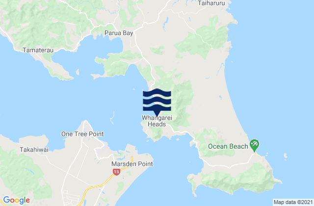 Mapa da tábua de marés em McGregors Bay, New Zealand