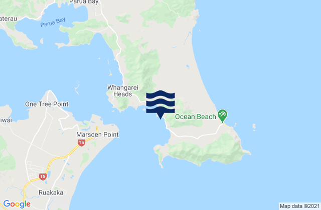 Mapa da tábua de marés em McKenzie Bay, New Zealand