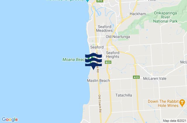 Mapa da tábua de marés em McLaren Vale, Australia