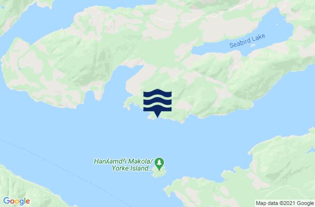 Mapa da tábua de marés em McLeod Bay, Canada