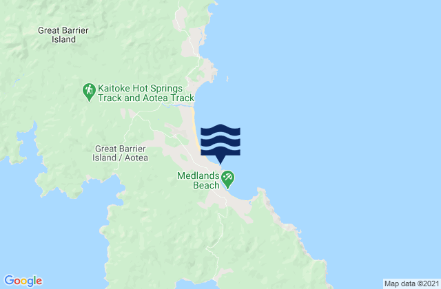 Mapa da tábua de marés em Medlands Beach, New Zealand