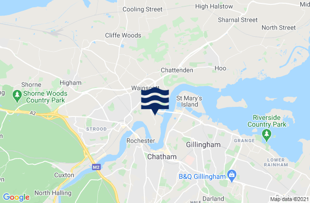 Mapa da tábua de marés em Medway, United Kingdom