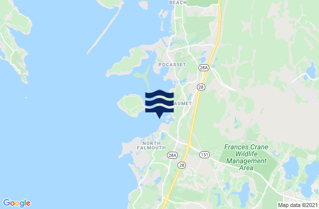 Mapa da tábua de marés em Megansett Beach, United States
