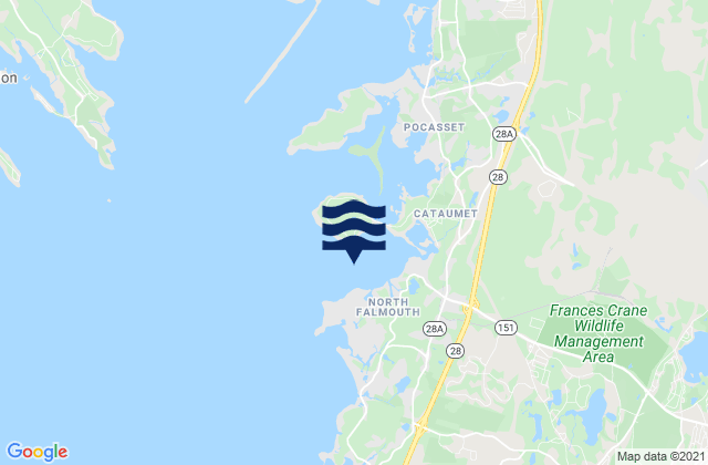 Mapa da tábua de marés em Megansett Harbor, United States