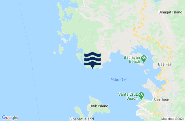 Mapa da tábua de marés em Megar (Dinagat Island), Philippines