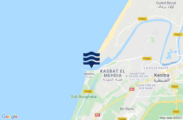 Mapa da tábua de marés em Mehdya, Morocco