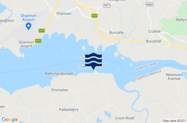 Mapa da tábua de marés em Mellon Point, Ireland