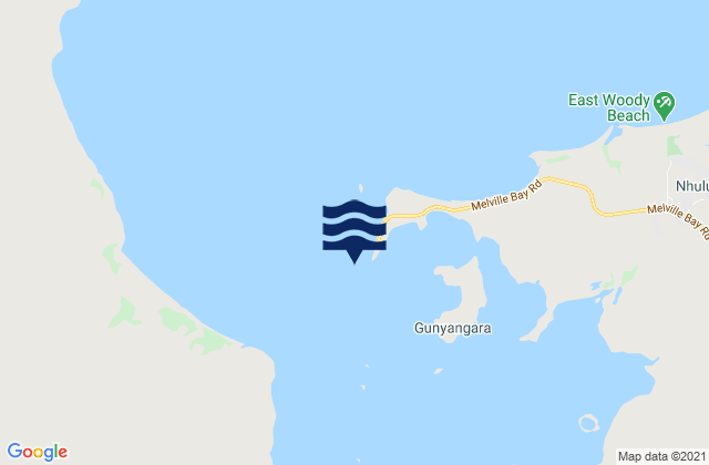 Mapa da tábua de marés em Melville Bay (Gove Harbour), Australia