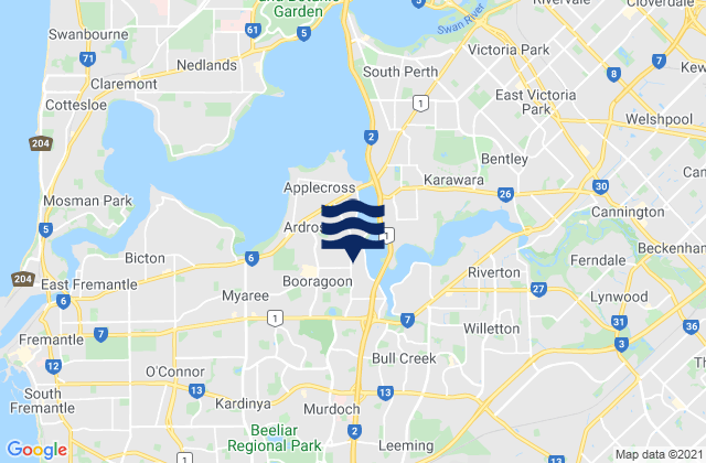 Mapa da tábua de marés em Melville, Australia