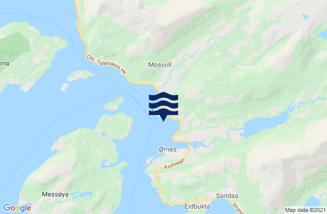 Mapa da tábua de marés em Meløy, Norway