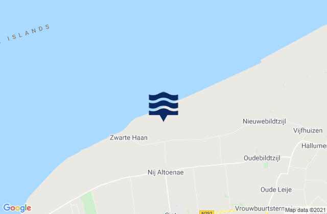 Mapa da tábua de marés em Menaam, Netherlands