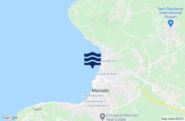 Mapa da tábua de marés em Menado, Indonesia