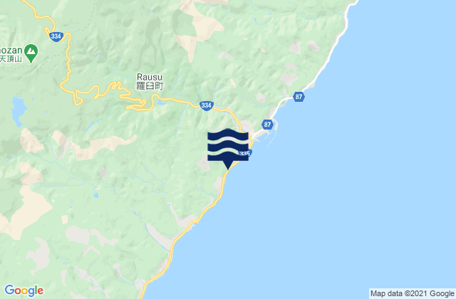 Mapa da tábua de marés em Menashi-gun, Japan