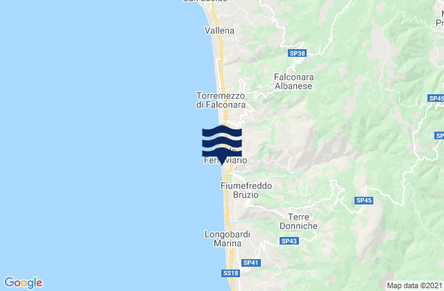Mapa da tábua de marés em Mendicino, Italy