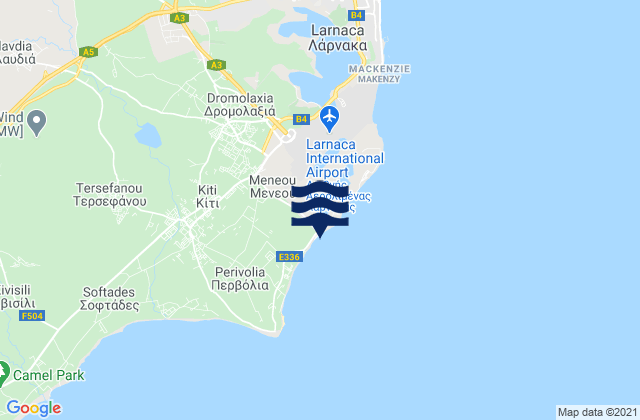 Mapa da tábua de marés em Meneoú, Cyprus