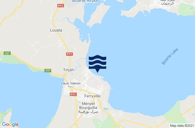 Mapa da tábua de marés em Menzel Bourguiba, Tunisia