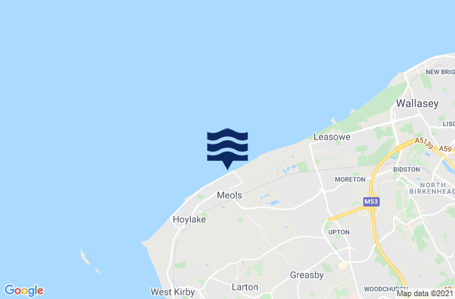 Mapa da tábua de marés em Meols Beach, United Kingdom