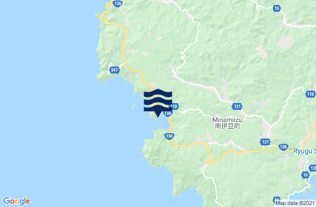 Mapa da tábua de marés em Mera-Koura, Japan