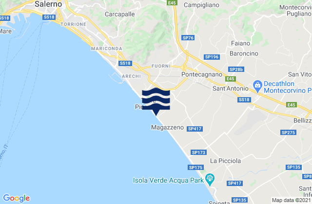 Mapa da tábua de marés em Mercato, Italy