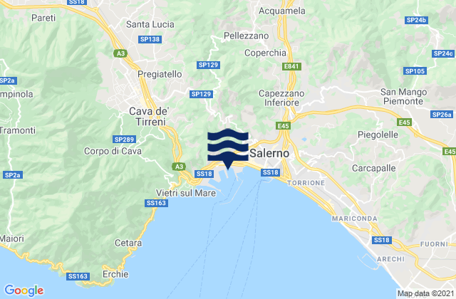 Mapa da tábua de marés em Mercato San Severino, Italy