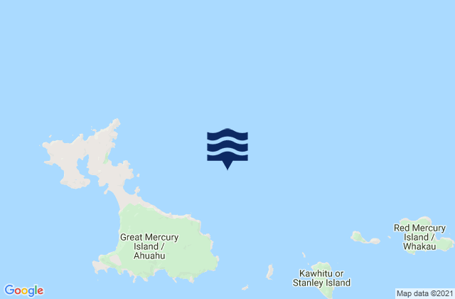 Mapa da tábua de marés em Mercury Islands (Iles d'Haussez), New Zealand