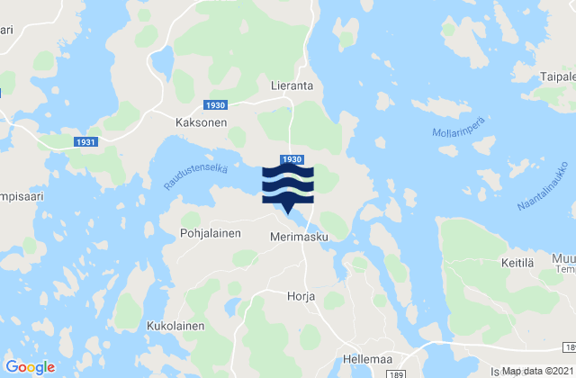 Mapa da tábua de marés em Merimasku, Finland