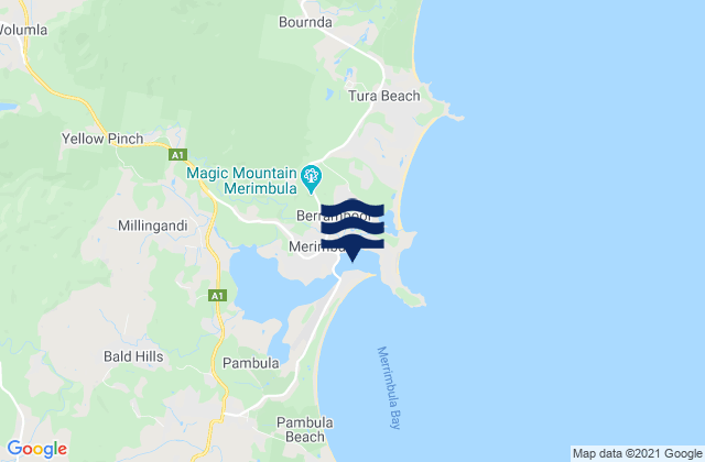 Mapa da tábua de marés em Merimbula Bar, Australia