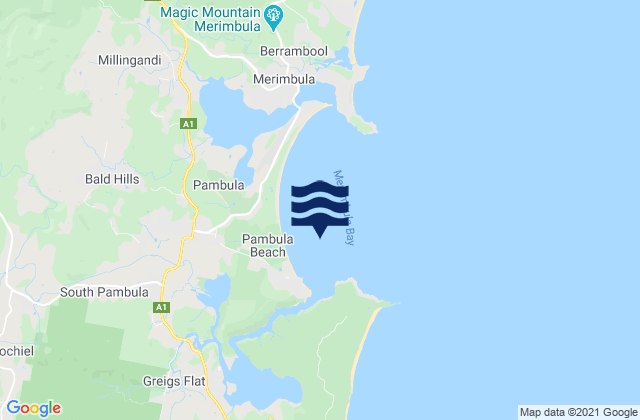 Mapa da tábua de marés em Merimbula Bay, Australia