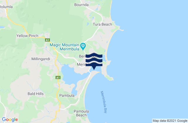 Mapa da tábua de marés em Merimbula, Australia