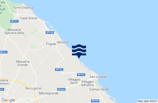 Mapa da tábua de marés em Merine, Italy