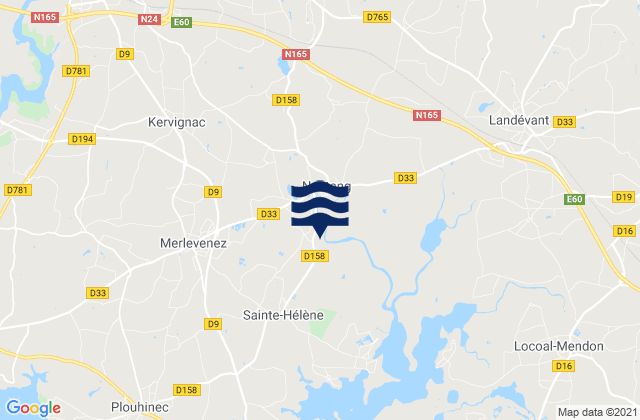 Mapa da tábua de marés em Merlevenez, France