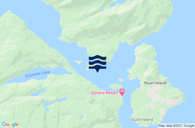 Mapa da tábua de marés em Mermaid Bay, Canada
