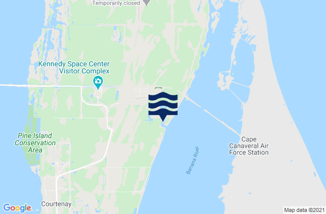 Mapa da tábua de marés em Merritt Island, United States
