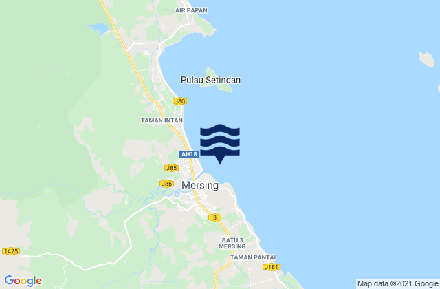 Mapa da tábua de marés em Mersing, Malaysia