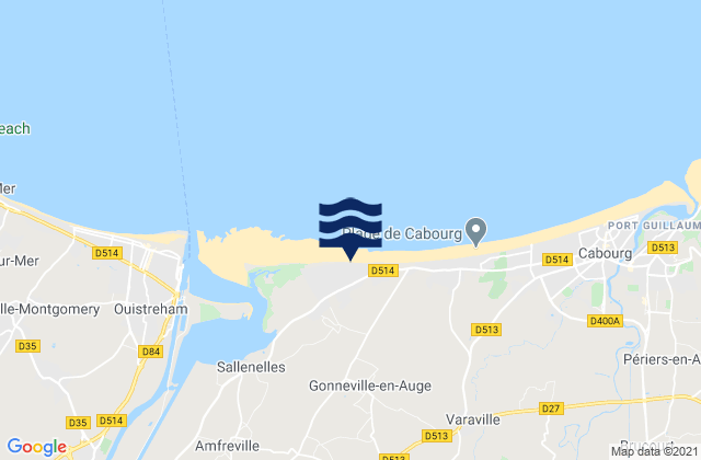 Mapa da tábua de marés em Merville-Franceville-Plage, France
