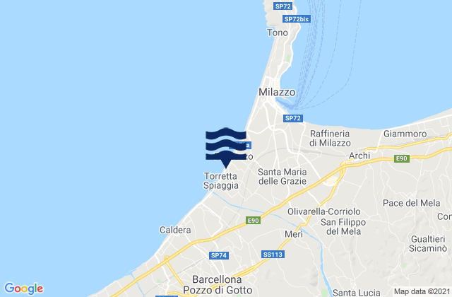 Mapa da tábua de marés em Merì, Italy