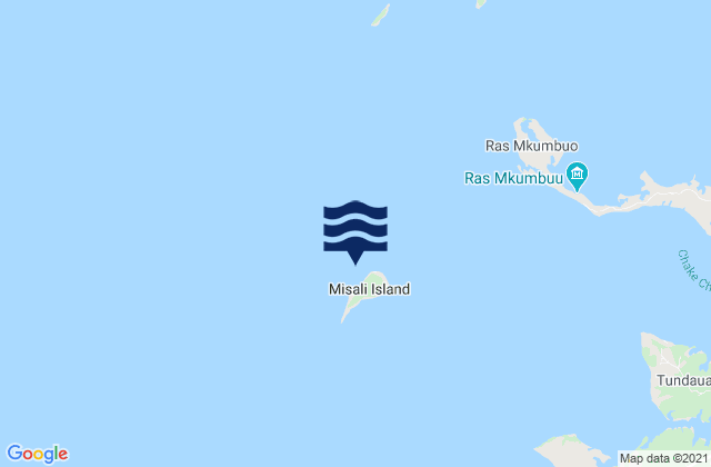 Mapa da tábua de marés em Mesali Island, Tanzania