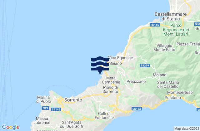 Mapa da tábua de marés em Meta, Italy