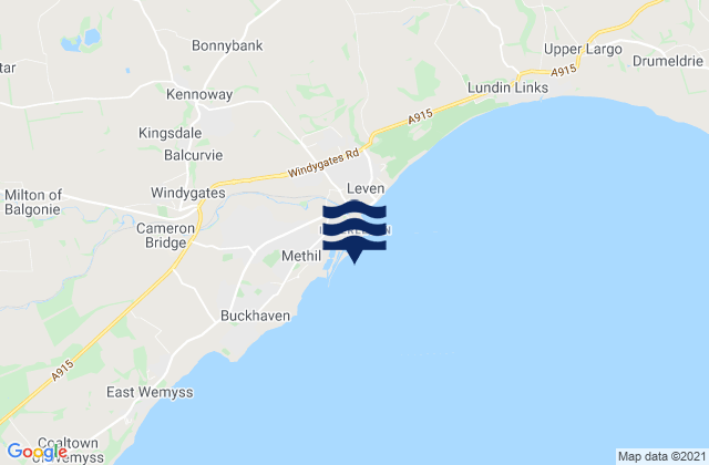 Mapa da tábua de marés em Methil, United Kingdom