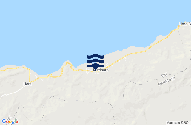 Mapa da tábua de marés em Metinaro, Timor Leste