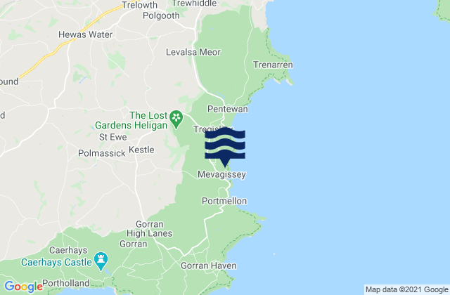 Mapa da tábua de marés em Mevagissey, United Kingdom