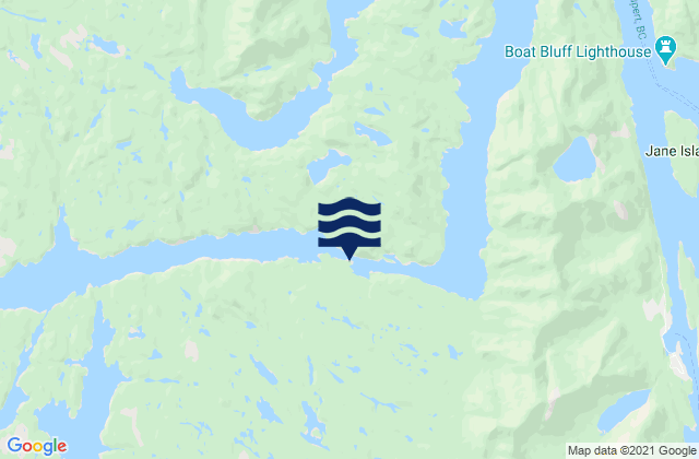 Mapa da tábua de marés em Meyers Narrows, Canada