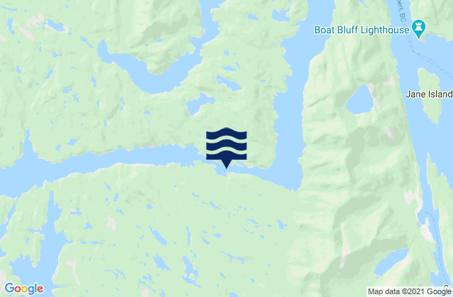 Mapa da tábua de marés em Meyers Narrows, Canada
