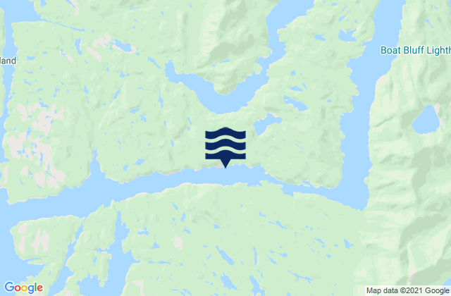 Mapa da tábua de marés em Meyers Narrows Meyers Passage, Canada