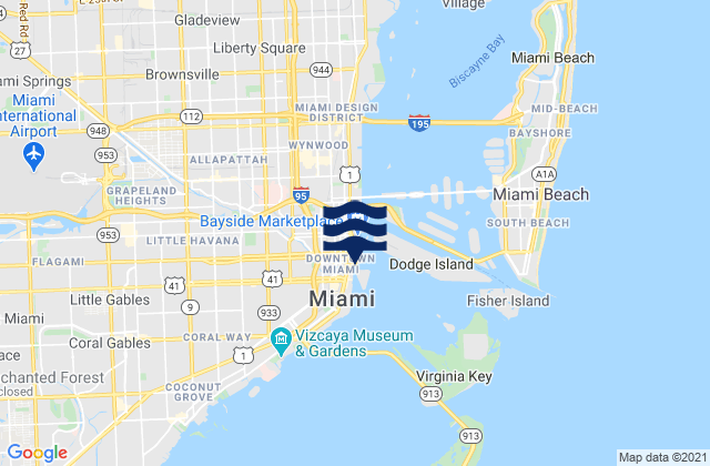 Mapa da tábua de marés em Miami River Entrance, United States