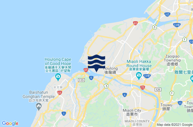 Mapa da tábua de marés em Miaoli, Taiwan