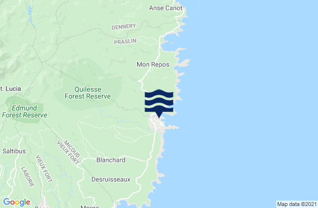 Mapa da tábua de marés em Micoud, Saint Lucia